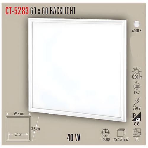 Cata Ct-5283 60*60 cm 40W Backlight Led Panel Armatür -Beyaz