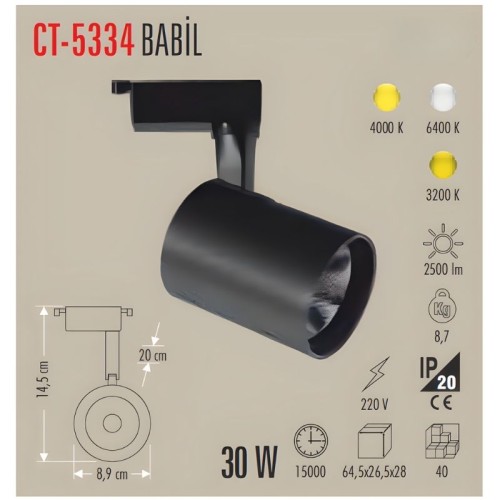 Cata Ct-5334 30W Babil Ray Tipi Led Armatür / Beyaz