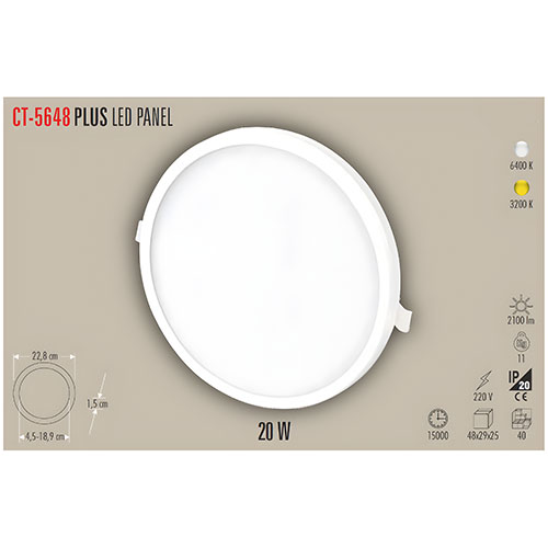 Cata Ct-5648 20W Plus Led Panel Armatür / Beyaz Cata Ct-5648 20W Plus Led Panel Armatür / Beyaz
