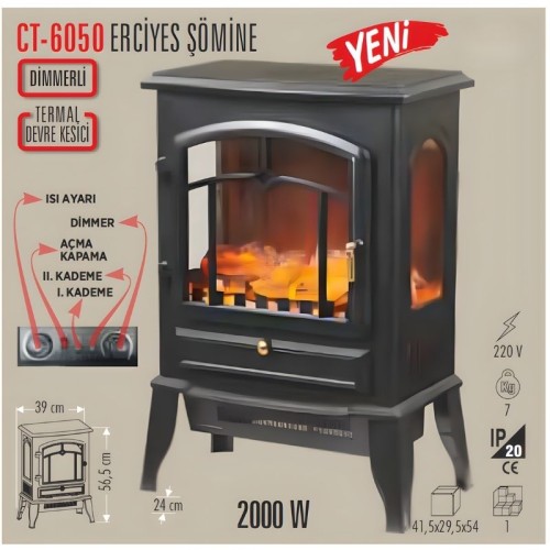 Cata Ct-6050 Erciyes Elektrikli Şömine
