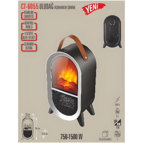 Cata Ct-6055 Uludağ Taşınabilir Şömine