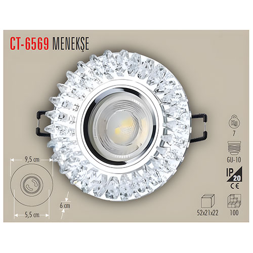 Cata Ct-6569 Menekşe Dekoratif Cam Spot Cata Ct-6569 Menekşe Dekoratif Cam Spot