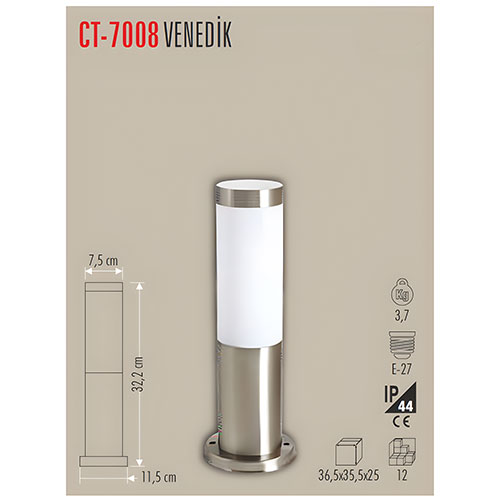 Cata Ct-7008 Bahçe Armatürü 32 cm Cata Ct-7008 Bahçe Armatürü 32 cm