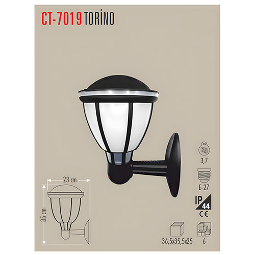 Cata Ct-7019 Torino Bahçe Armatürü Duvar Aplik