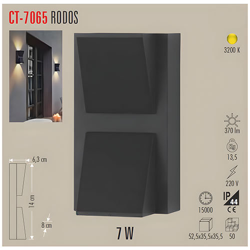 Cata CT-7065 7W Rodos Led Aplik Günışığı Cata CT-7065 7W Rodos Led Aplik Günışığı