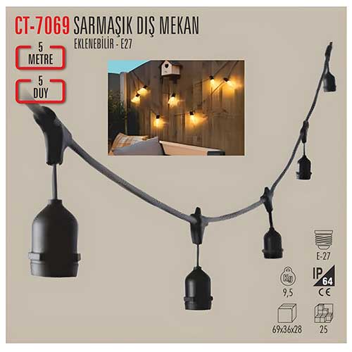 CT-7069 SARMAŞIK DIŞ MEKAN ARM(5MT EKLEN.E-27)