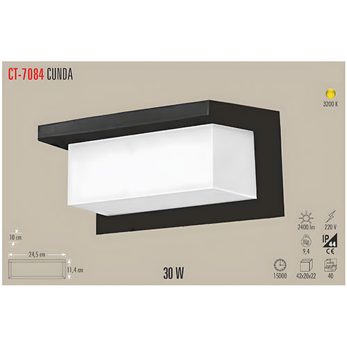 Cata Ct-7084 30W Cunda Led Aplik Dış Mekan Günışığı 3200K - Görsel 2
