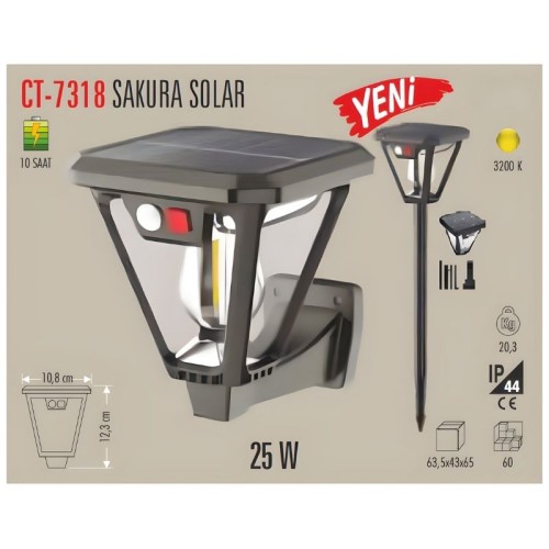 Cata Ct-7318 25W Sakura Solar Led Bahçe Armatürü