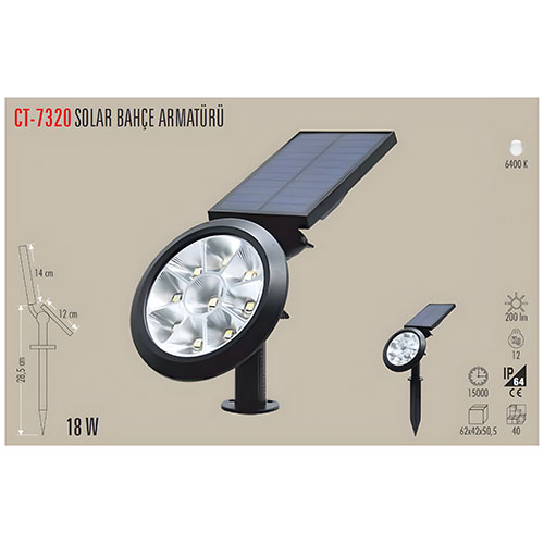 Cata Ct-7320 Solar Bahçe Armatürü 18W Beyaz Cata Ct-7320 Solar Bahçe Armatürü 18W Beyaz