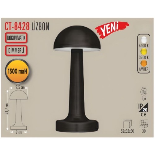 Cata Ct-8428 Lizbon Antik Şarjlı Masa Lambası 