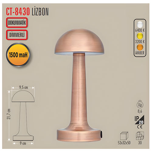 Cata CT-8430 Lizbon Şarjlı Dokunmatik Masa Lambası ( 3 Renk) Cata CT-8430 Lizbon Şarjlı Dokunmatik Masa Lambası ( 3 Renk)