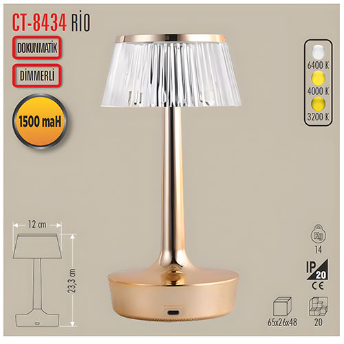 CATA CT-8434 Rio Şarjlı Masa Lambası CATA CT-8434 Rio Şarjlı Masa Lambası