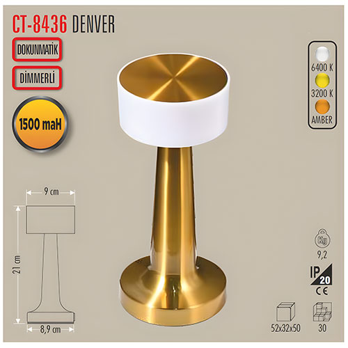 Cata Ct-8436 Denver Şarjlı Masa Lambası Cata Ct-8436 Denver Şarjlı Masa Lambası