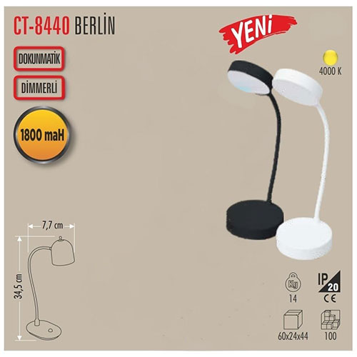 Cata Ct-8440 Berlin Şarjlı Masa Lambası