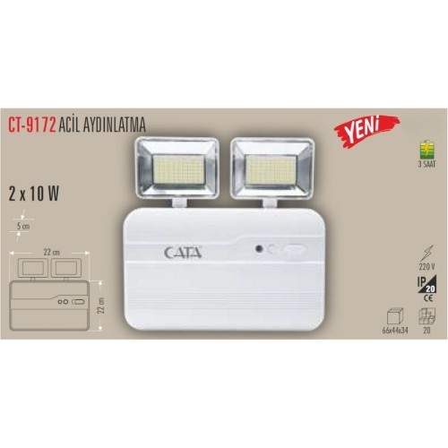 Cata Ct-9172 Acil Aydınlatma Armatürü 2*10W