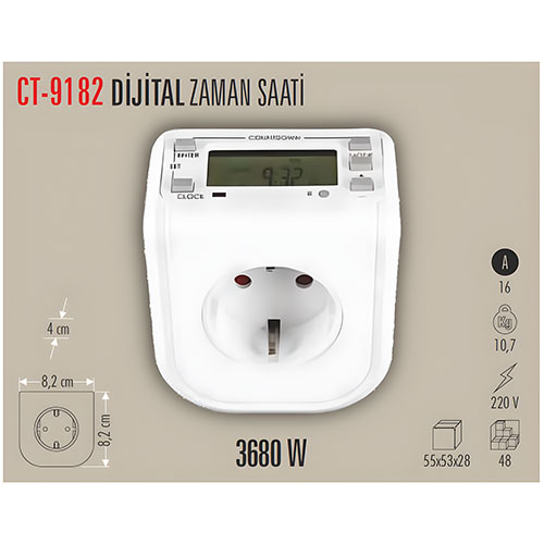 Cata Ct-9182 Dijital Zaman Ayarlı Priz Cata Ct-9182 Dijital Zaman Ayarlı Priz