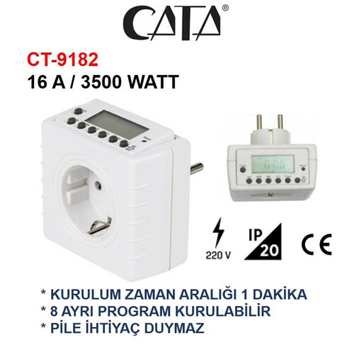 Cata Ct-9182 Dijital Zaman Ayarlı Priz Cata Ct-9182 Dijital Zaman Ayarlı Priz
