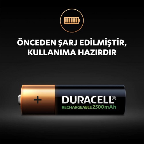Duracell Şarjlı Kalem Pil 2500 MAh AA (1 adet) Duracell Şarjlı Kalem Pil 2500 MAh AA (1 adet)