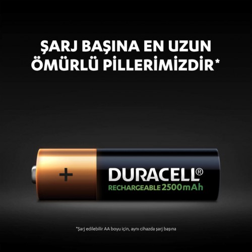 Duracell Şarjlı Kalem Pil 2500 MAh AA (1 adet) Duracell Şarjlı Kalem Pil 2500 MAh AA (1 adet)