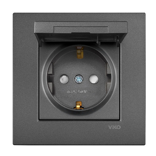VIKO - Viko Novella Kapaklı Topraklı Priz Füme - Çerçevesiz VIKO - Viko Novella Kapaklı Topraklı Priz Füme - Çerçevesiz
