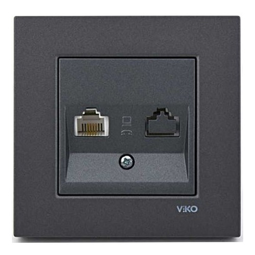 Viko Novella Nümeris Telefon Prizi/RJ 11 Füme - Çerçevesiz