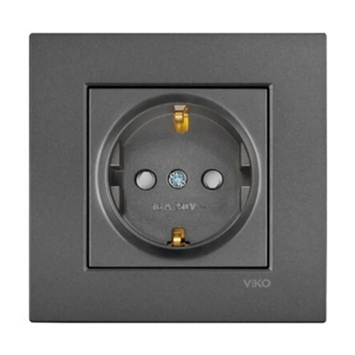 VIKO - Viko Novella Çocuk Korumalı Topraklı Priz Füme - Çerçevesiz VIKO - Viko Novella Çocuk Korumalı Topraklı Priz Füme - Çerçevesiz
