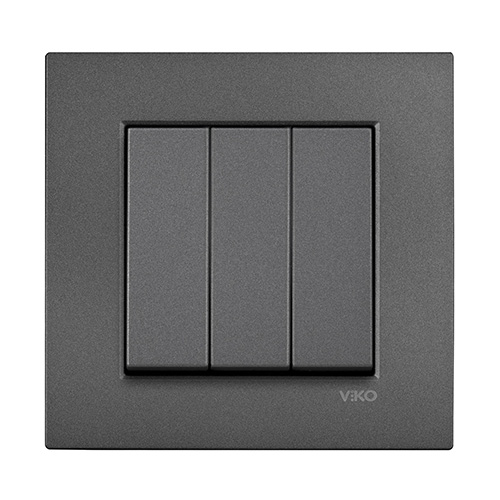 VIKO - Viko Novella Üçlü Anahtar Füme - Çerçevesiz VIKO - Viko Novella Üçlü Anahtar Füme - Çerçevesiz