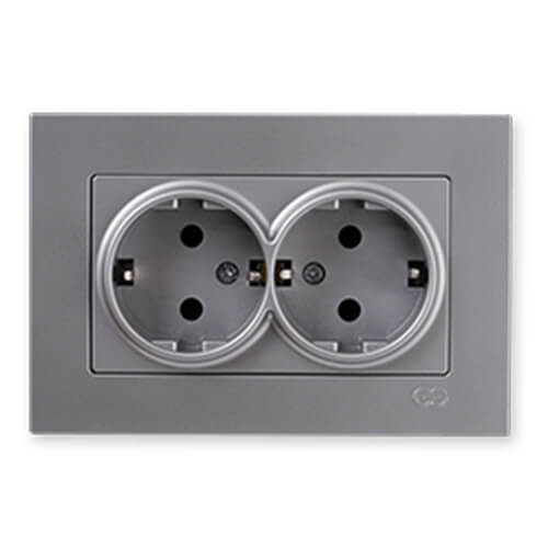 GÜNSAN - Günsan Eqona Gümüş İkili Topraklı Priz - Çerçevesiz GÜNSAN - Günsan Eqona Gümüş İkili Topraklı Priz - Çerçevesiz