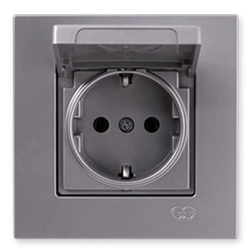 GÜNSAN - Günsan Eqona Gümüş Kapaklı Topraklı Priz - Çerçevesiz GÜNSAN - Günsan Eqona Gümüş Kapaklı Topraklı Priz - Çerçevesiz