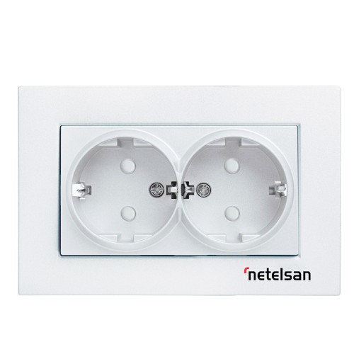 NETELSAN - Netelsan Byobu Beyaz İkili Topraklı Priz - Çerçevesiz NETELSAN - Netelsan Byobu Beyaz İkili Topraklı Priz - Çerçevesiz
