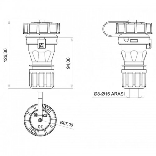 Bemis Ip 67 Uzatma Priz 1*16A