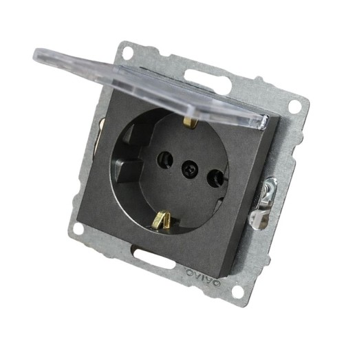 Ovivo Siyah Kapaklı Topraklı Priz