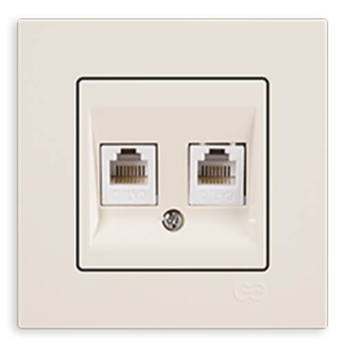 GÜNSAN - Günsan Eqona Krem İkili Nümeris Telefon Prizi - Çerçevesiz