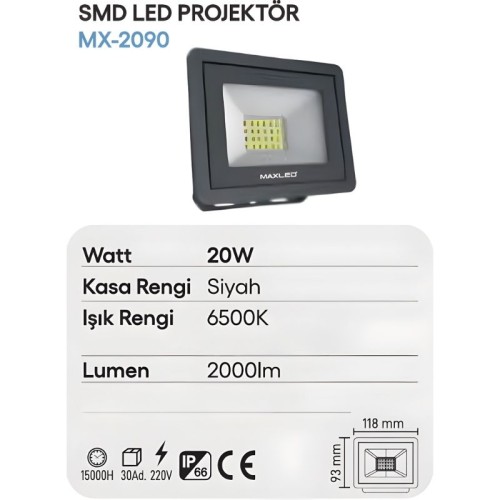 Maxled 20W SMD Led Projektör / Beyaz