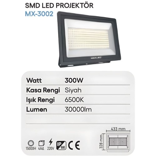 Maxled 300W SMD Led Projektör / Beyaz