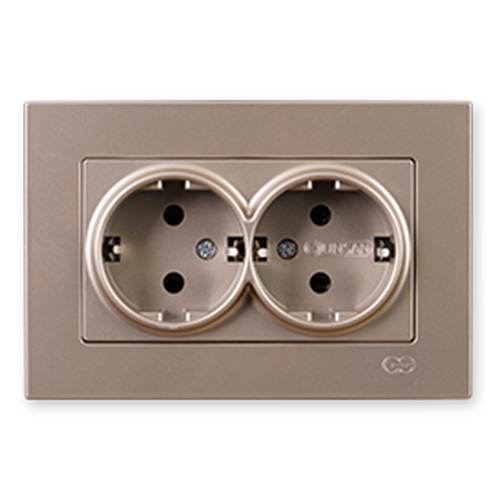 GÜNSAN - Günsan Eqona Metalik Bej İkili Topraklı Priz - Çerçevesiz GÜNSAN - Günsan Eqona Metalik Bej İkili Topraklı Priz - Çerçevesiz