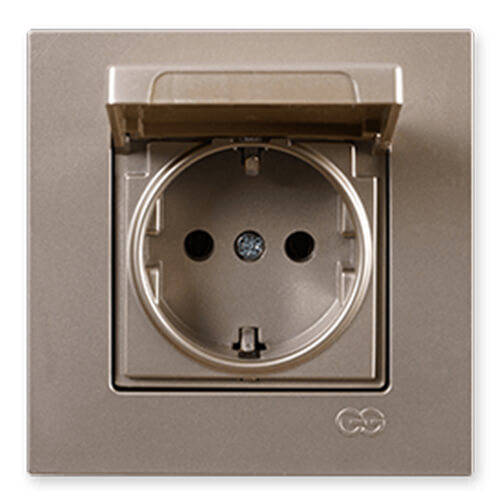 GÜNSAN - Günsan Eqona Metalik Bej Kapaklı Topraklı Priz - Çerçevesiz GÜNSAN - Günsan Eqona Metalik Bej Kapaklı Topraklı Priz - Çerçevesiz