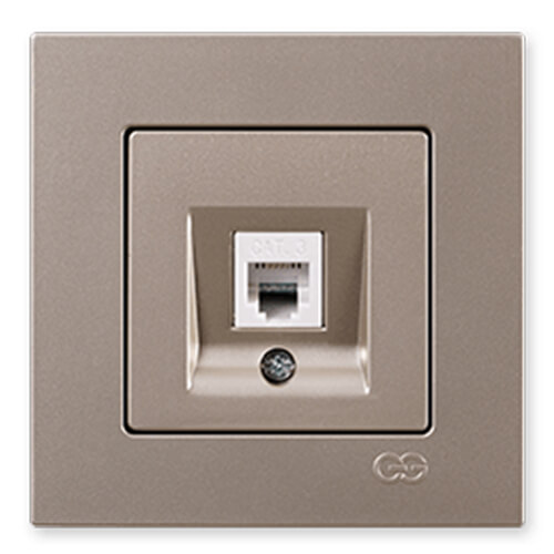 GÜNSAN - Günsan Eqona Metalik Bej Nümeris Telefon Prizi - Çerçevesiz