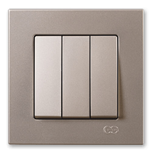 GÜNSAN - Günsan Eqona Metalik Bej Üçlü Anahtar Mekanizma - Çerçevesiz