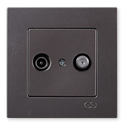 GÜNSAN - Günsan Eqona Metalik Füme SAT+TV Priz - Çerçevesiz