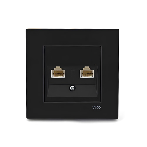 VIKO - Viko Novella Siyah İkili Data Prizi / Jacksız - Çerçevesiz VIKO - Viko Novella Siyah İkili Data Prizi / Jacksız - Çerçevesiz
