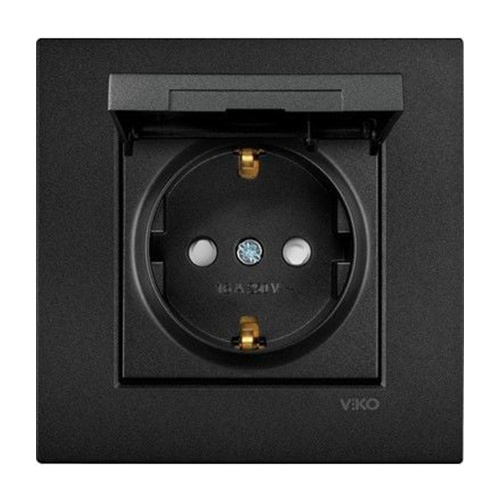 VIKO - Viko Novella Siyah Kapaklı Topraklı Priz - Çerçevesiz VIKO - Viko Novella Siyah Kapaklı Topraklı Priz - Çerçevesiz