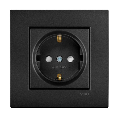 VIKO - Viko Novella Siyah Topraklı Priz Çocuk Korumalı - Çerçevesiz VIKO - Viko Novella Siyah Topraklı Priz Çocuk Korumalı - Çerçevesiz